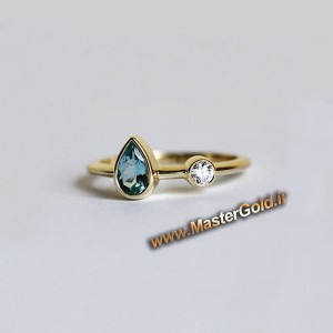 انگشتر برلیان و سنگ رنگی