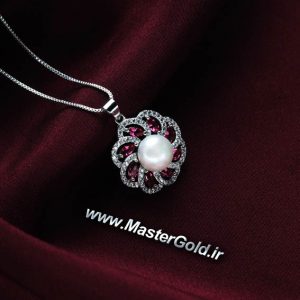 گردن آویز جواهر مروارید و یاقوت